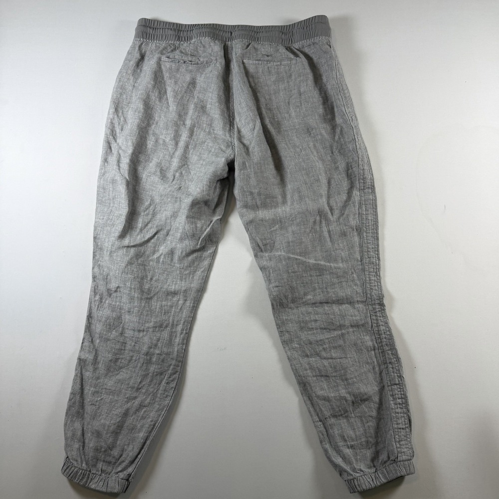 Athleta Women Cabo 100% Linen Jogger Pants Sz 16 Gray Drawstring Resort Coastal - Picture 2 of 11